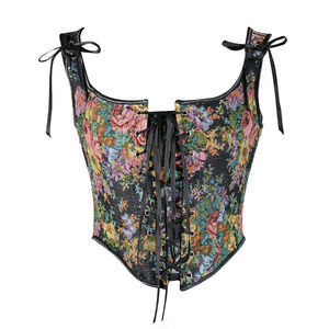 Women's Tapestry Corset Fairy Regency Floral Vintage Coquette Renaissance Vest